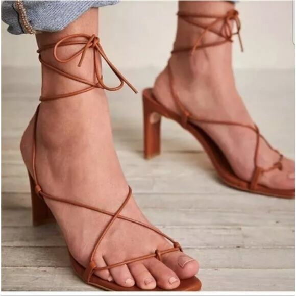 Alohas Bellini Sandal in Tan Heels Sz 41 - Picture 1 of 7